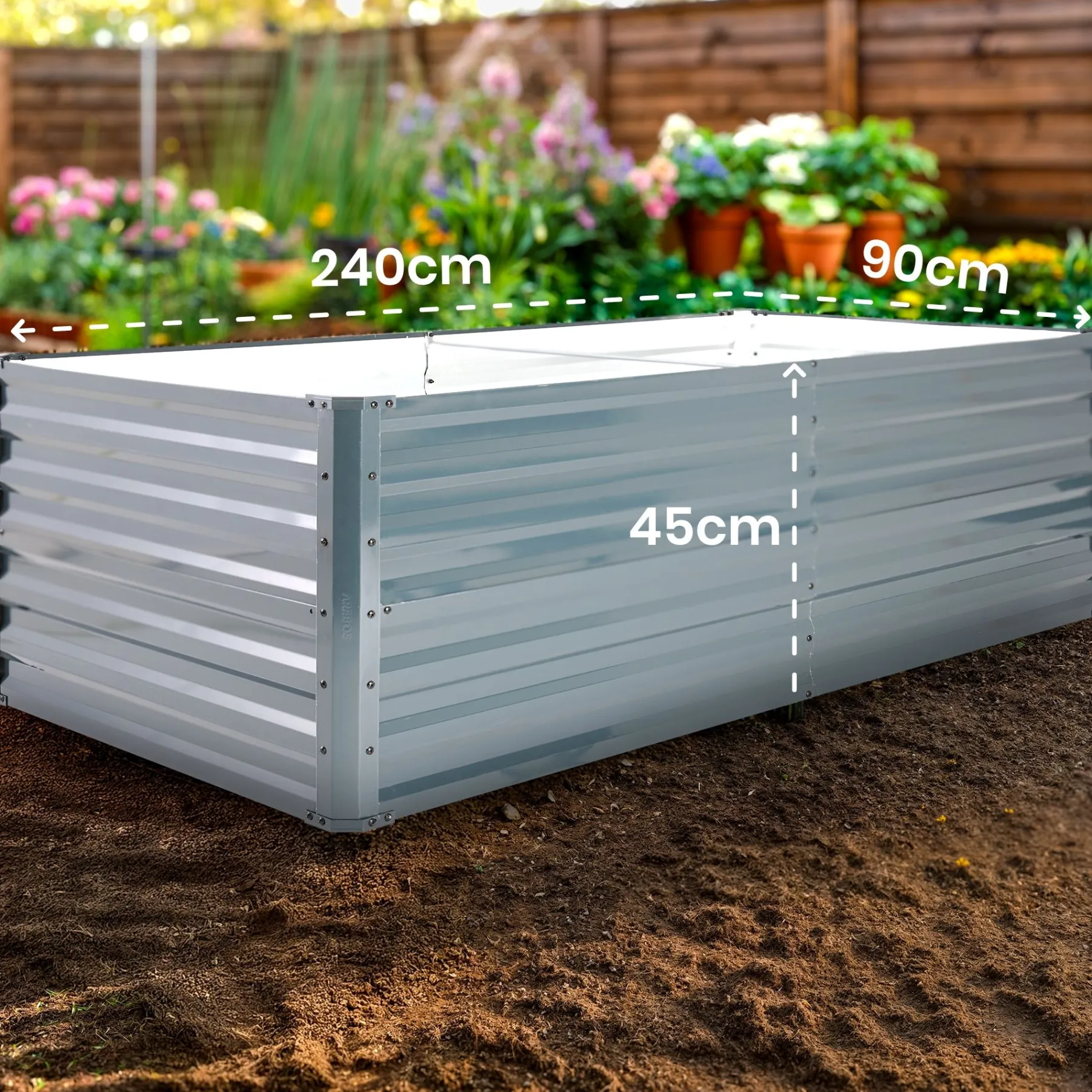 Metall Hochbeet 240 x 90 x 45 cm