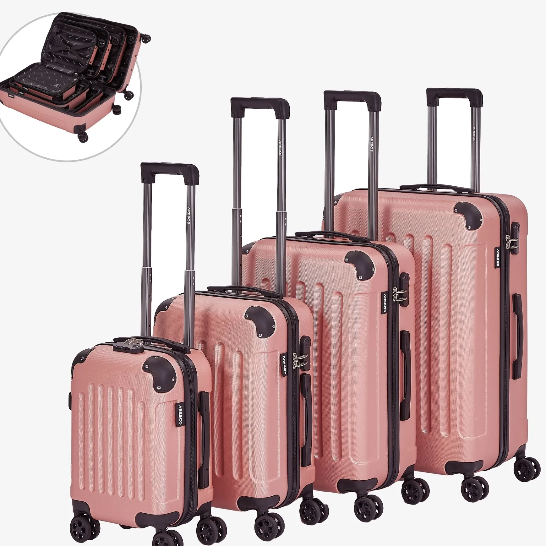 4 tlg. Reisekoffer Set Rosé-Gold
